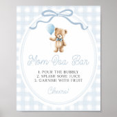 Blue Teddy Bear Baby Shower Mimosa Bar Sign ポスター (正面)