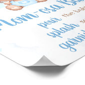 Blue Teddy Bear Baby Shower Mom Osa Bar Sign ポスター (角)