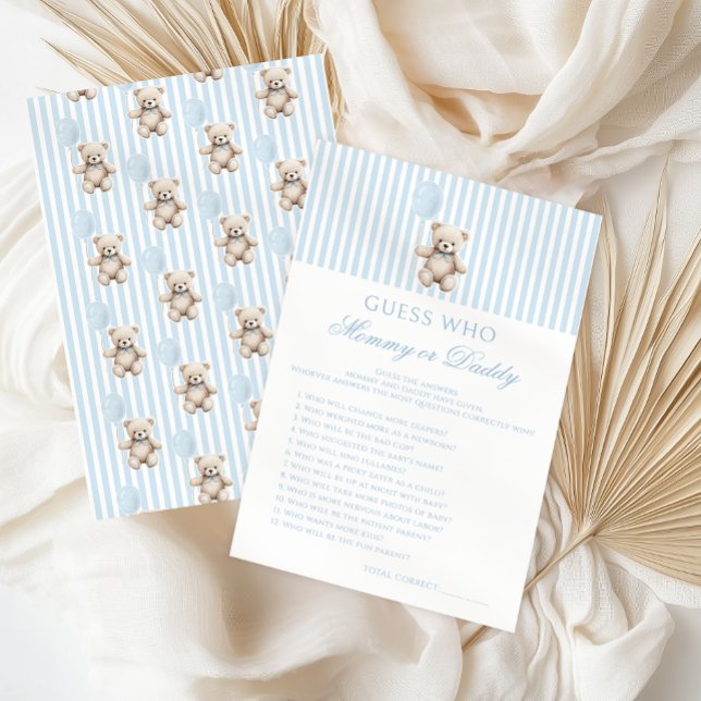 Blue Teddy Bear Baby Shower Mommy or Daddy Game (クリエイターアップロード済み)