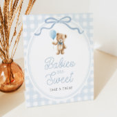 Blue Teddy Bear Baby Shower Sweets Table 台座サイン