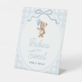 Blue Teddy Bear Baby Shower Sweets Table 台座サイン (正面)