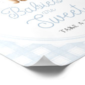 Blue Teddy Bear Baby Shower Sweets Table Sign ポスター (角)