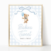 Blue Teddy Bear Baby Shower Sweets Table Sign ポスター