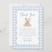 Blue Teddy Bear Baby Shower Thank You Card (正面)