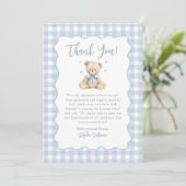Blue Teddy Bear Baby Shower Thank You Card (スタンド正面)