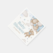 Blue Teddy Bear Balloon Bearly Wait Baby Shower スタンダードカクテルナプキン (角)