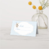 Blue Teddy Bear Balloon Bow Table Numbers Tent プレイスカード (正面)