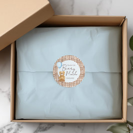 Blue Teddy Bear Boy Baby Shower Thank You  ラウンドシール