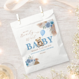Blue Teddy Bear Pampas & Florals Baby Shower  フェイバーバッグ