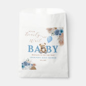 Blue Teddy Bear Pampas & Florals Baby Shower  フェイバーバッグ (正面)