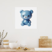 Blue Teddy Bear Wall Art Poster for Cute Cozy Aest ポスター (キッチン)