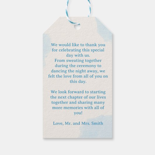 Blue Teddy Bear "We Can Bearly Wait" Baby Shower  ギフトタグ (裏面)