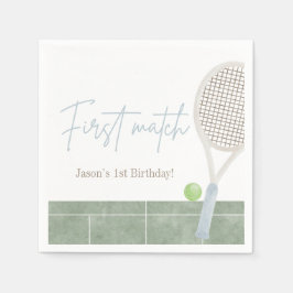Blue Tennis First Birthday Boy Preppy Classic  スタンダードカクテルナプキン