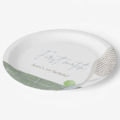 Blue Tennis First Birthday Boy Preppy Classic  ペーパープレート (アングル)