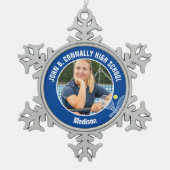 Blue Tennis Player Photo High School Spirit スノーフレークピューターオーナメント (正面)