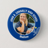 Blue Tennis Player Photo High School Spirit 缶バッジ (正面)