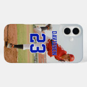 Blue Text Photo Name Jersey Number Custom Case-Mate iPhoneケース (裏面 (横))