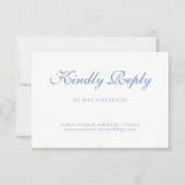 Blue Text White Wedding 出欠カード (正面)