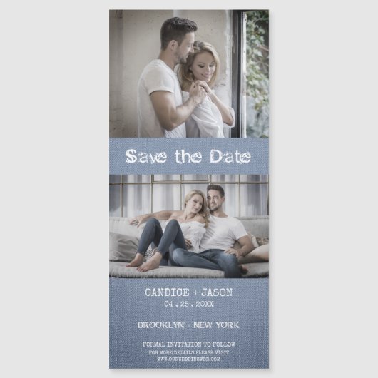 Blue Textile Texture Engaged Romantic Couple (正面)