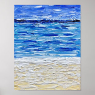Blue Texture Beach Art Print ポスター