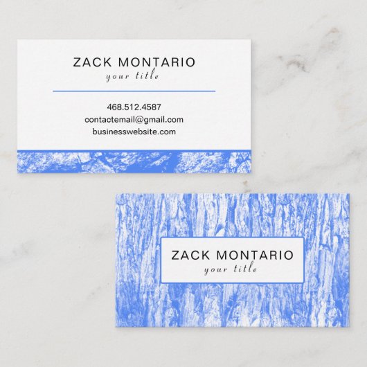 Blue Textured Business Card 名刺 (正面/裏面)