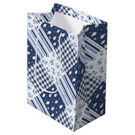 Blue Textures ミディアムペーパーバッグ (正面アングル)