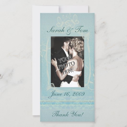 Blue Thank Youフォトカカスタマイズード サンキューカード (正面)