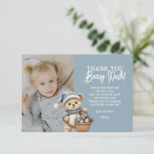 Blue Thank You Beary Christmas Holiday Bear サンキューカード (スタンド正面)