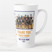 Blue Thank you Coach Team Name and Team Photo カフェラテマグ (右)