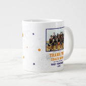 Blue Thank you Coach Team Name and Team Photo ジャンボコーヒーマグカップ (正面右)
