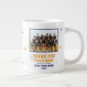 Blue Thank you Coach Team Name and Team Photo ジャンボコーヒーマグカップ (右)