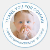 Blue Thank You For 来'Naming Ceremony Photo ラウンドシール (正面)