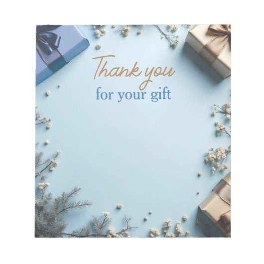 Blue Thank You For Your Gift Message Notepad ノートパッド (正面)