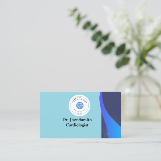 Blue theme Customized Logo QR Doctor 名刺 (スタンド正面)