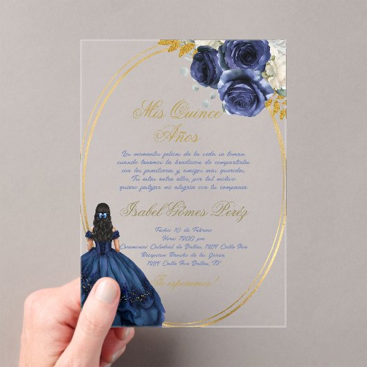 Blue themed acrylic quinceañera invitation アクリル招待状 (インサイチュ (ポータブル))