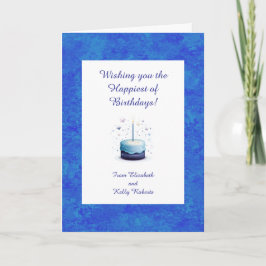 Blue Themed Birthday Cake With Stars  カード