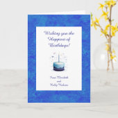 Blue Themed Birthday Cake With Stars  カード (黄色い花)