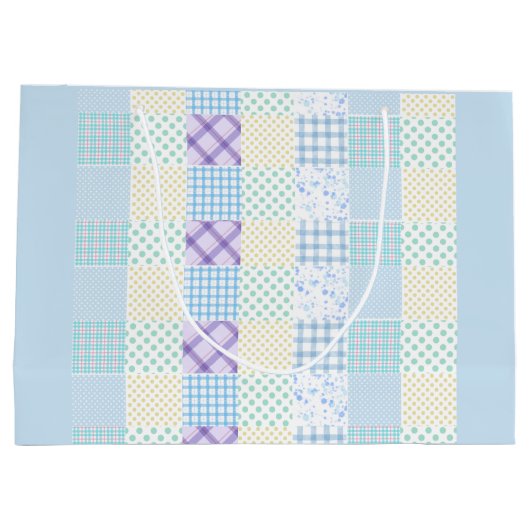 Blue-Themed Check Pattern ラージペーパーバッグ (裏面)