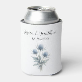Blue Thistle floral Scotland Watercolor Weddings 缶クーラー
