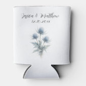 Blue Thistle floral Scotland Watercolor Weddings 缶クーラー (正面)