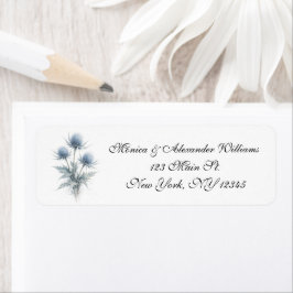 Blue Thistle Scottish Floral Return Address Label ラベル