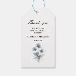 Blue Thistle Scottish Floral Watercolor Wedding ギフトタグ