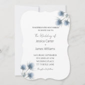 Blue Thistle Scottish Scotland Simple Wedding 招待状 (正面)