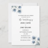 Blue Thistle Scottish Scotland Simple Wedding 招待状 (正面)