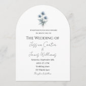 Blue Thistle Scottish Scotland Simple Wedding 招待状 (正面)