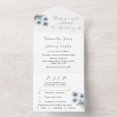 Blue Thistle Scottish Simple Floral Wedding オールインワン招待状 (内側)