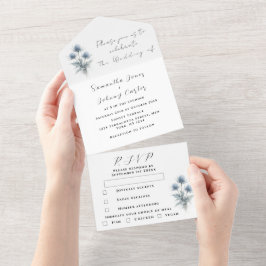 Blue Thistle Scottish Simple Floral Wedding オールインワン招待状