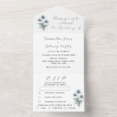 Blue Thistle Scottish Simple Floral Wedding オールインワン招待状 (内側)