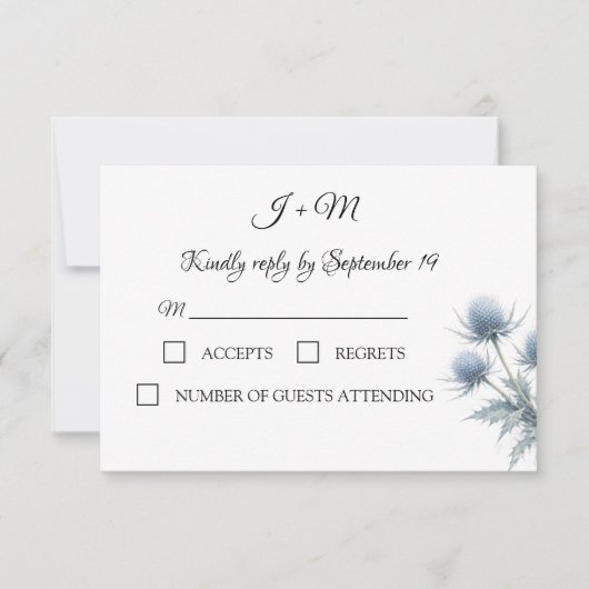 Blue Thistle Scottish Simple Wedding RSVP (正面)