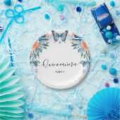 Blue Tiara Family Latina Girly Spanish Quinceanera ペーパープレート (パーティー)